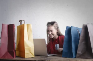 Woman Online Shopping from Home